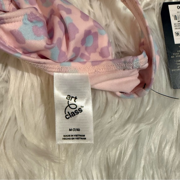 Art Class Girls Leopard Two-Piece Bikini Pink Blue Size M 7/8 NEW - Picture 3 of 9